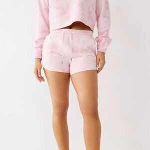 True Religion Women's Tie Dye Foil Logo Fleece Sweat Short - Size Large - NWT$89
